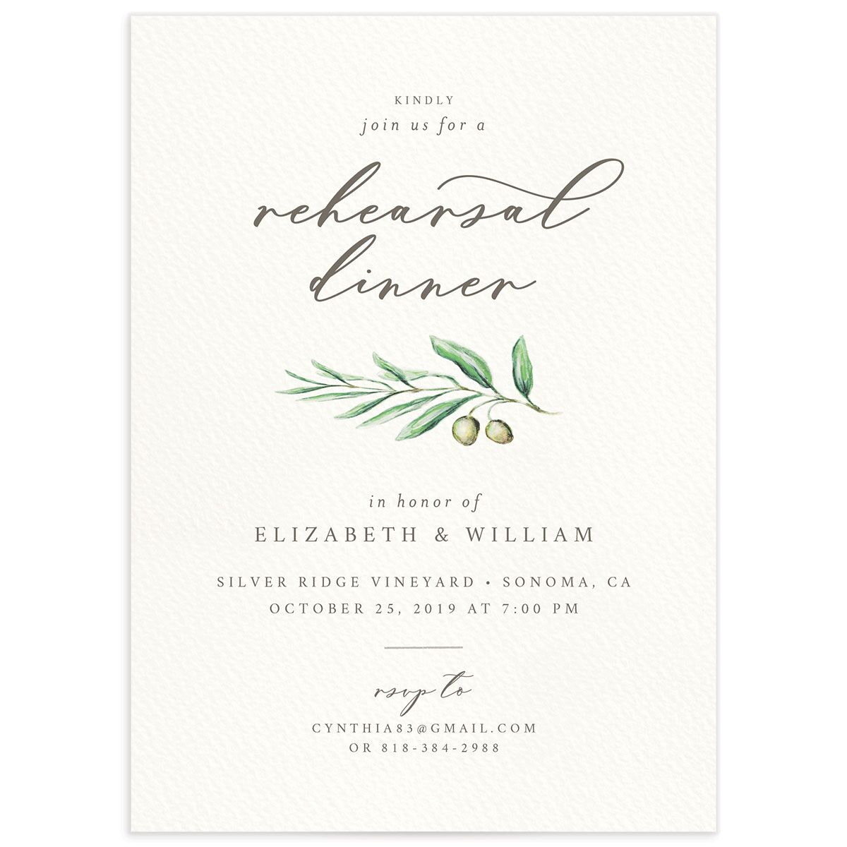 Painted Winery Rehearsal Dinner Invitations