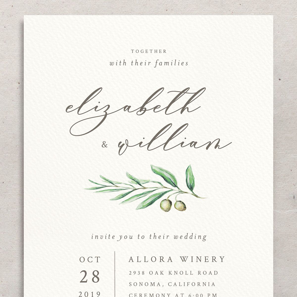 Painted Winery Wedding Invitations Green Apple Signature No