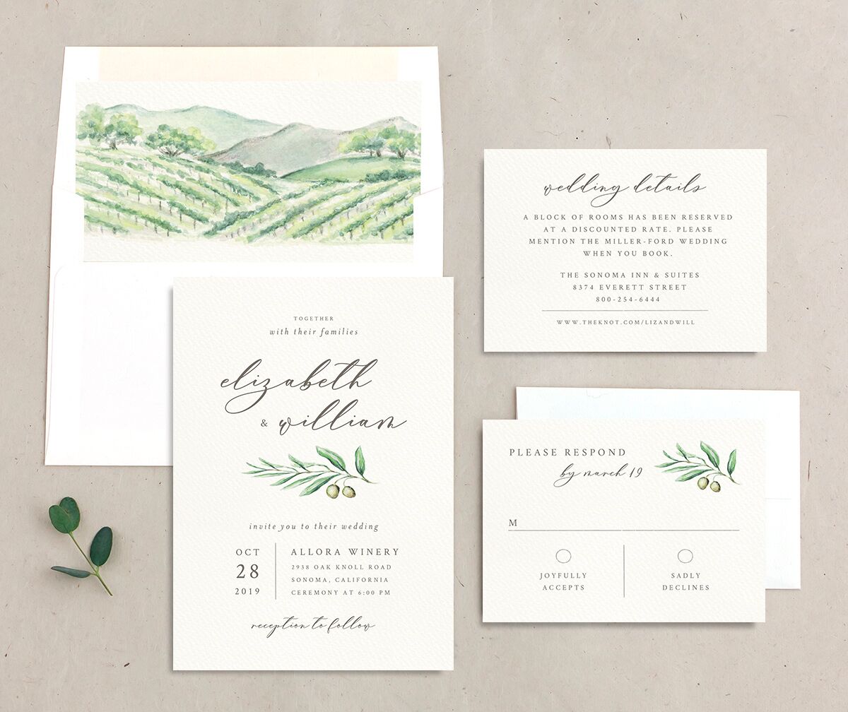 Painted Winery Wedding Invitations Green Apple Signature No