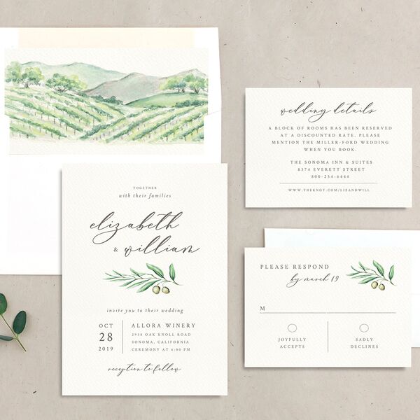 Painted Winery Wedding Invitations Green Apple Signature No