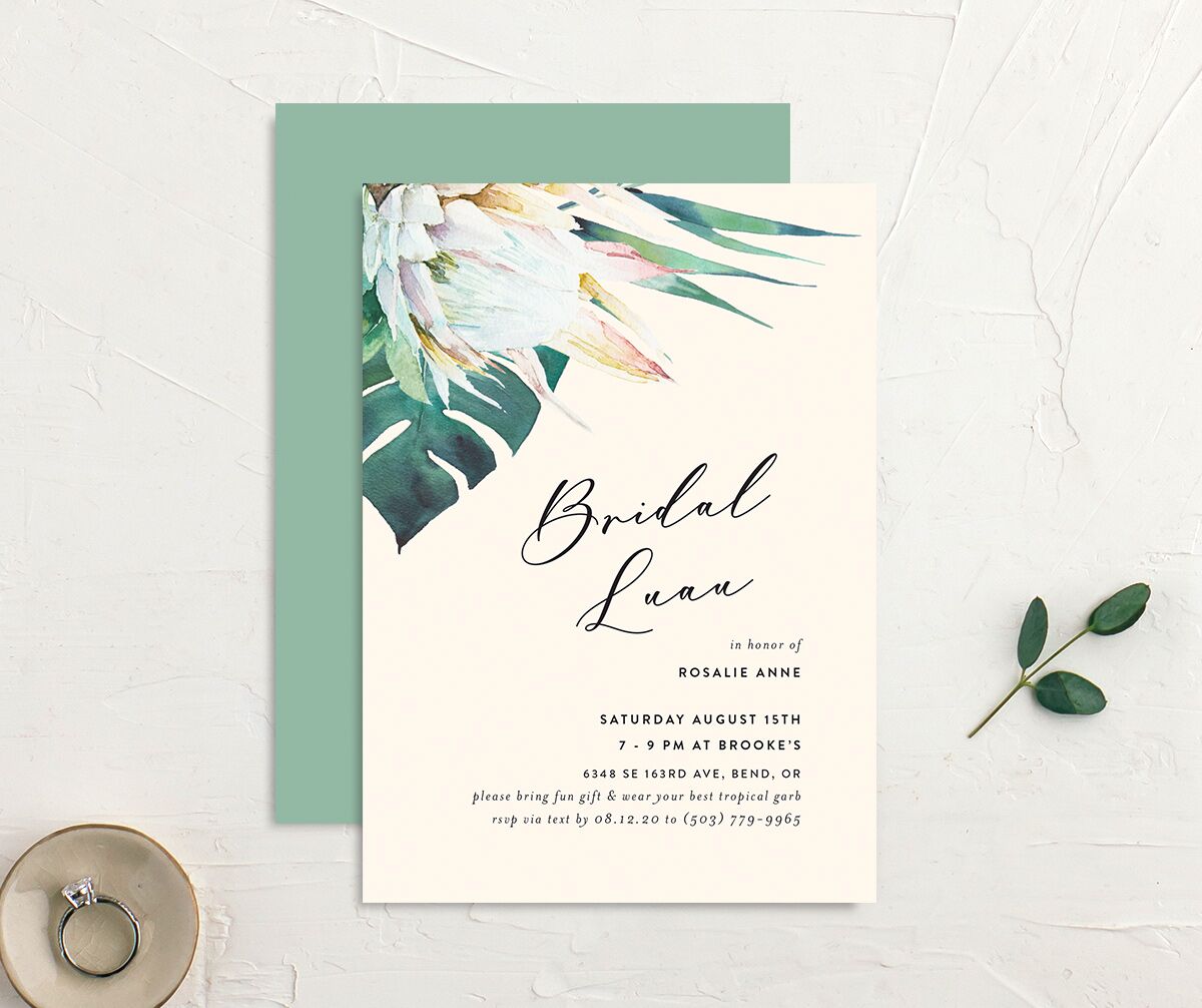 Palm and Protea Bridal Shower Invitations front-and-back