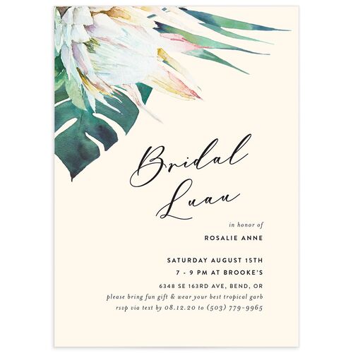 Palm and Protea Bridal Shower Invitations Sky Signature