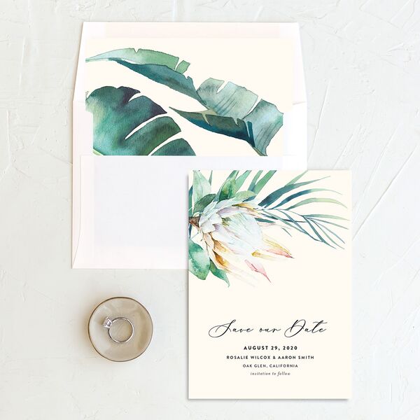 Palm and Protea Save The Date Cards Sky Signature smooth No