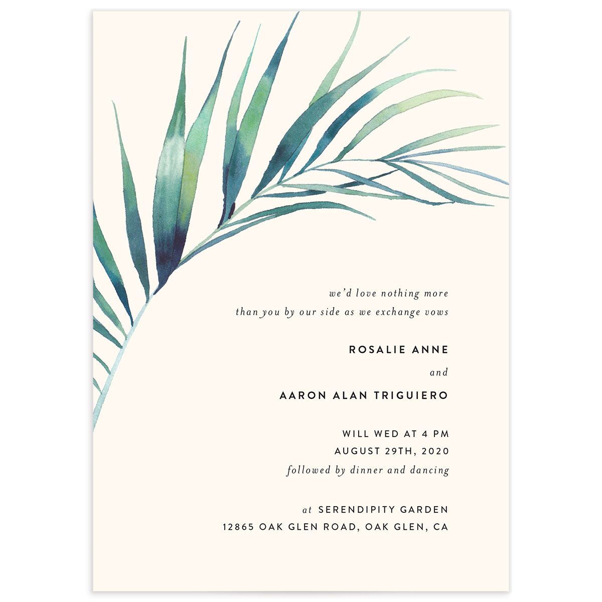 Palm and Protea Wedding Invitations