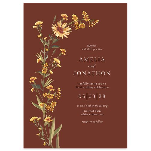 Wild Daisies Wedding Invitations Chestnut Signature Blank No Standard