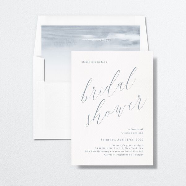 At Last Bridal Shower Invitations Dusty Blue Signature