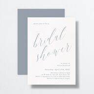 At Last Bridal Shower Invitations Dusty Blue Signature