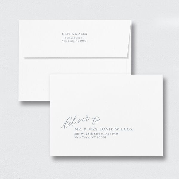 At Last Save The Date Card Envelopes White Standard Dusty Blue Both Recipient and Return Addresses Signature