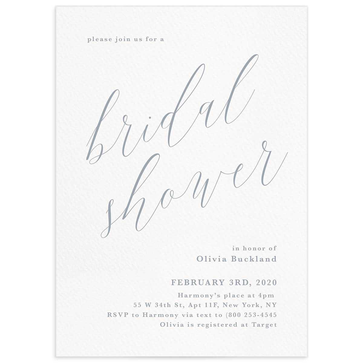 Minimalist Script Bridal Shower Invitations