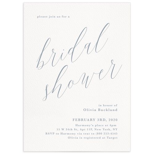 Minimalist Script Bridal Shower Invitations - Blue
