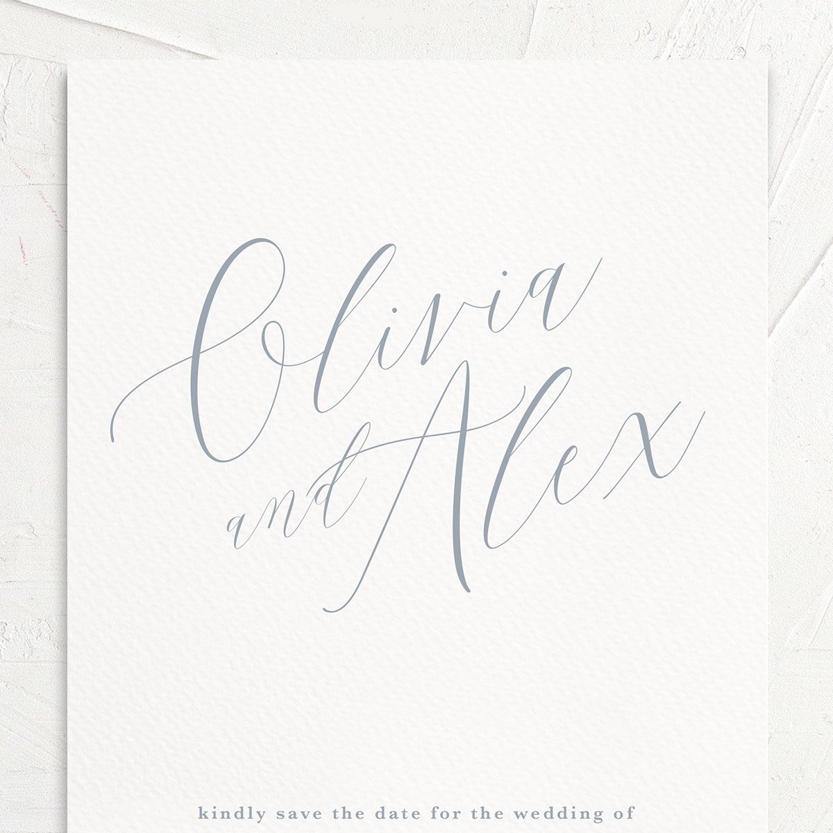 Minimalist Script Save the Date Cards French Blue Signature No