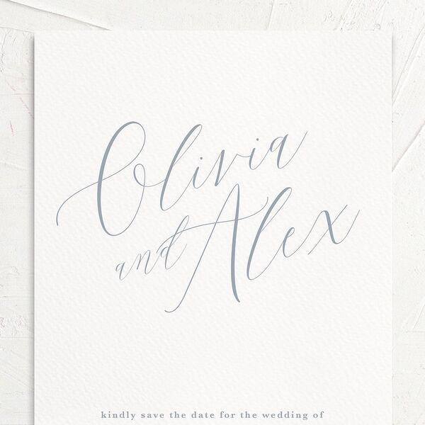 Minimalist Script Save the Date Cards French Blue Signature No
