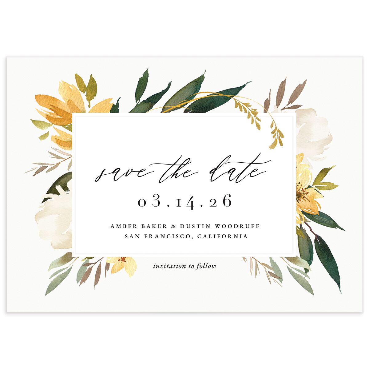 Neutral Greenery Save the Date Cards