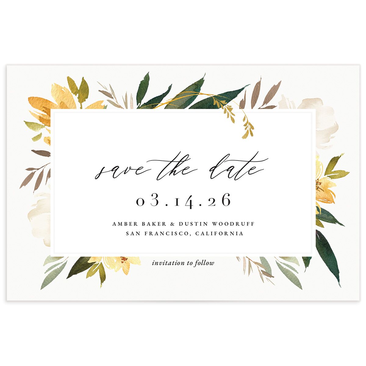 Neutral Greenery Save The Date Postcards