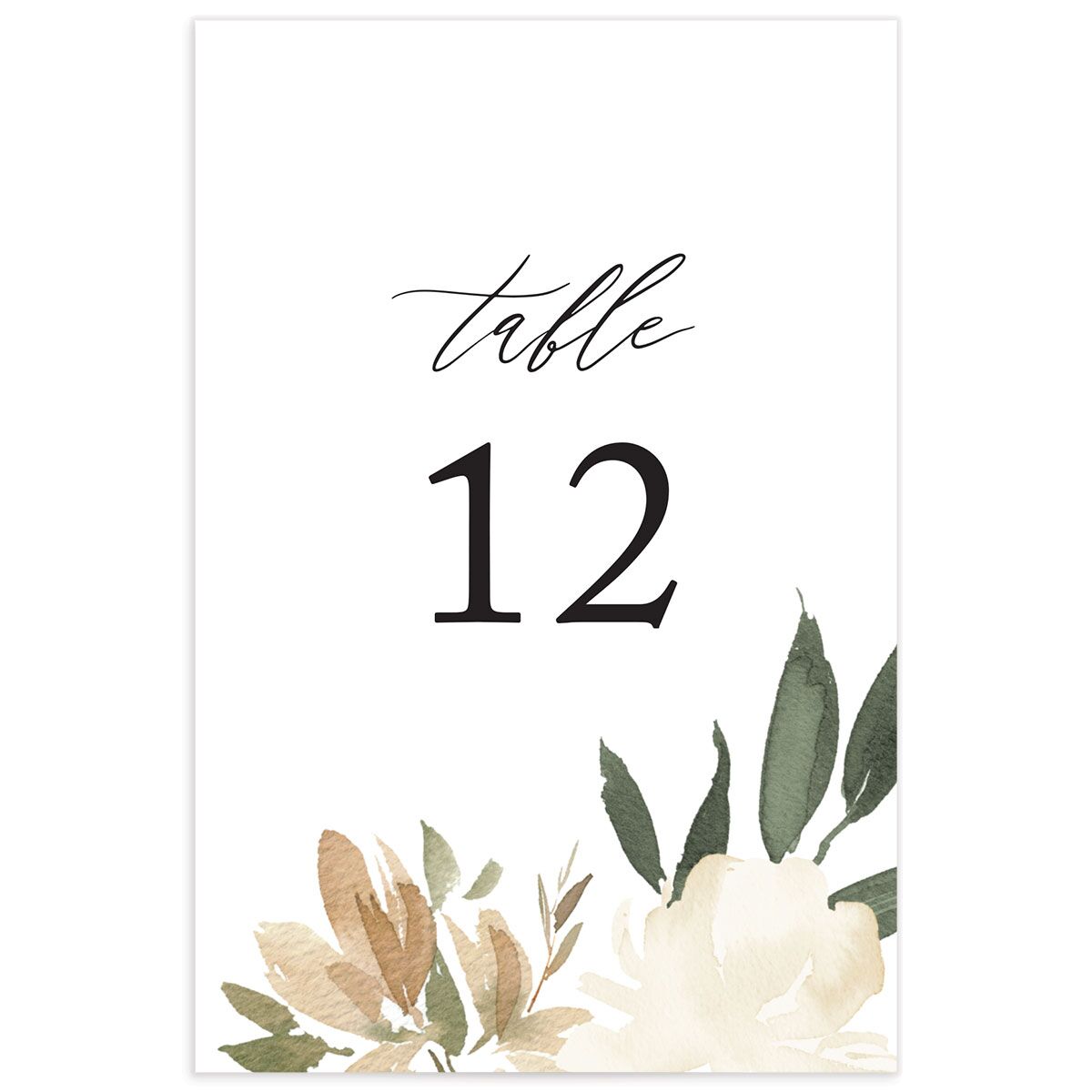Neutral Greenery Table Numbers