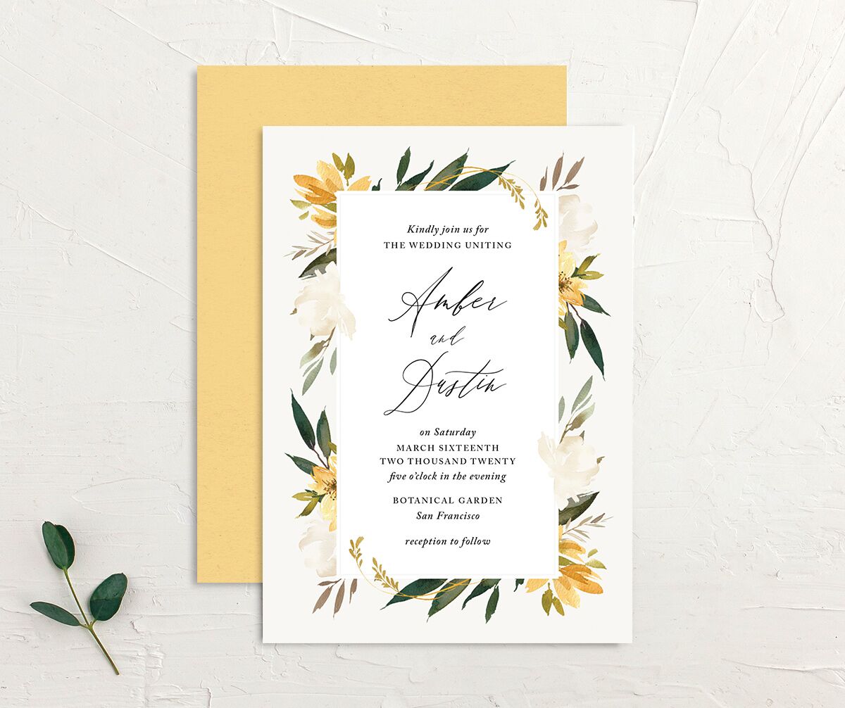 Neutral Greenery Wedding Invitations Daffodil Signature No