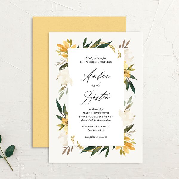 Neutral Greenery Wedding Invitations Daffodil Signature No