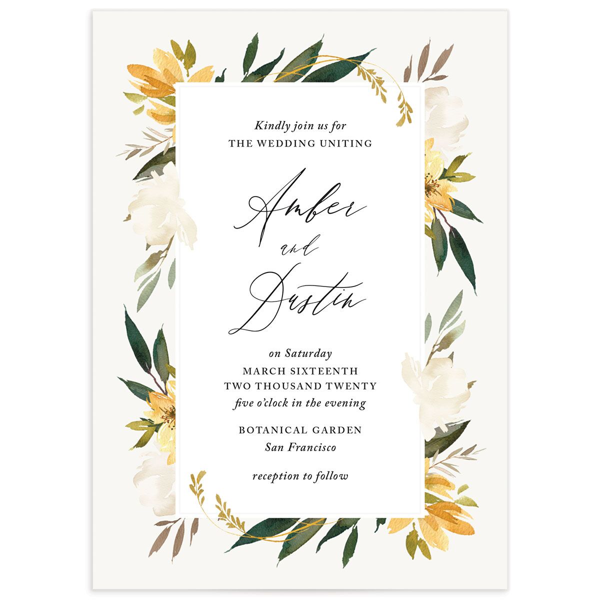 Neutral Greenery Wedding Invitations