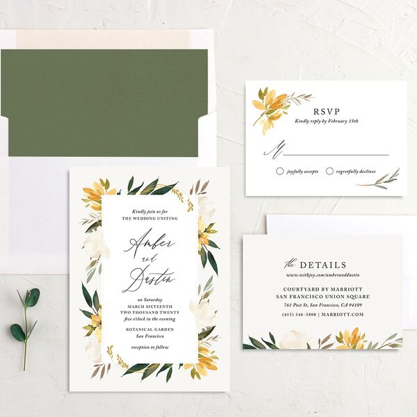 Neutral Greenery Wedding Invitations Daffodil Signature No