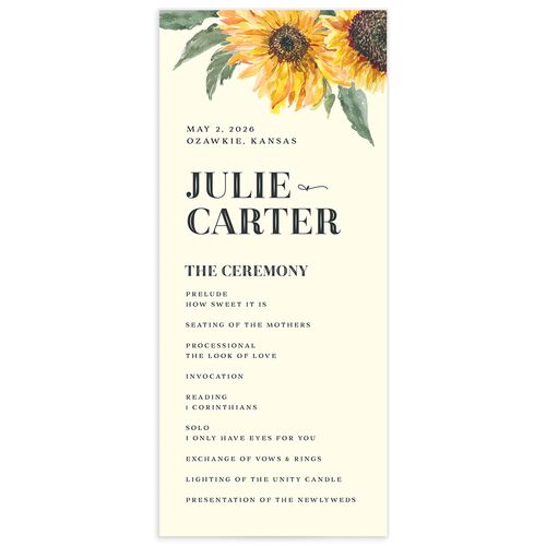 Sunflower Wedding Programs