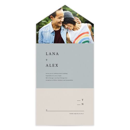 Natural Palette All-in-One Wedding Invitations Slate Signature Light Both Recipient and Return Addresses No