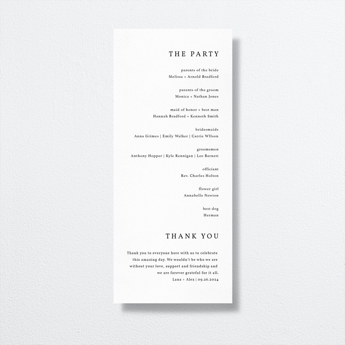 Natural Palette Wedding Programs back in white