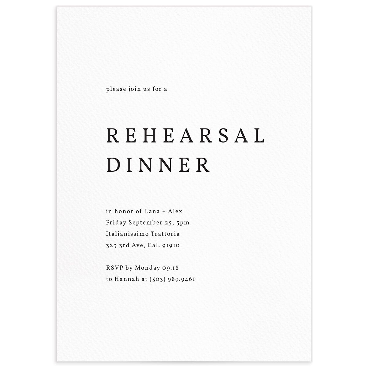 Natural Palette Rehearsal Dinner Invites
