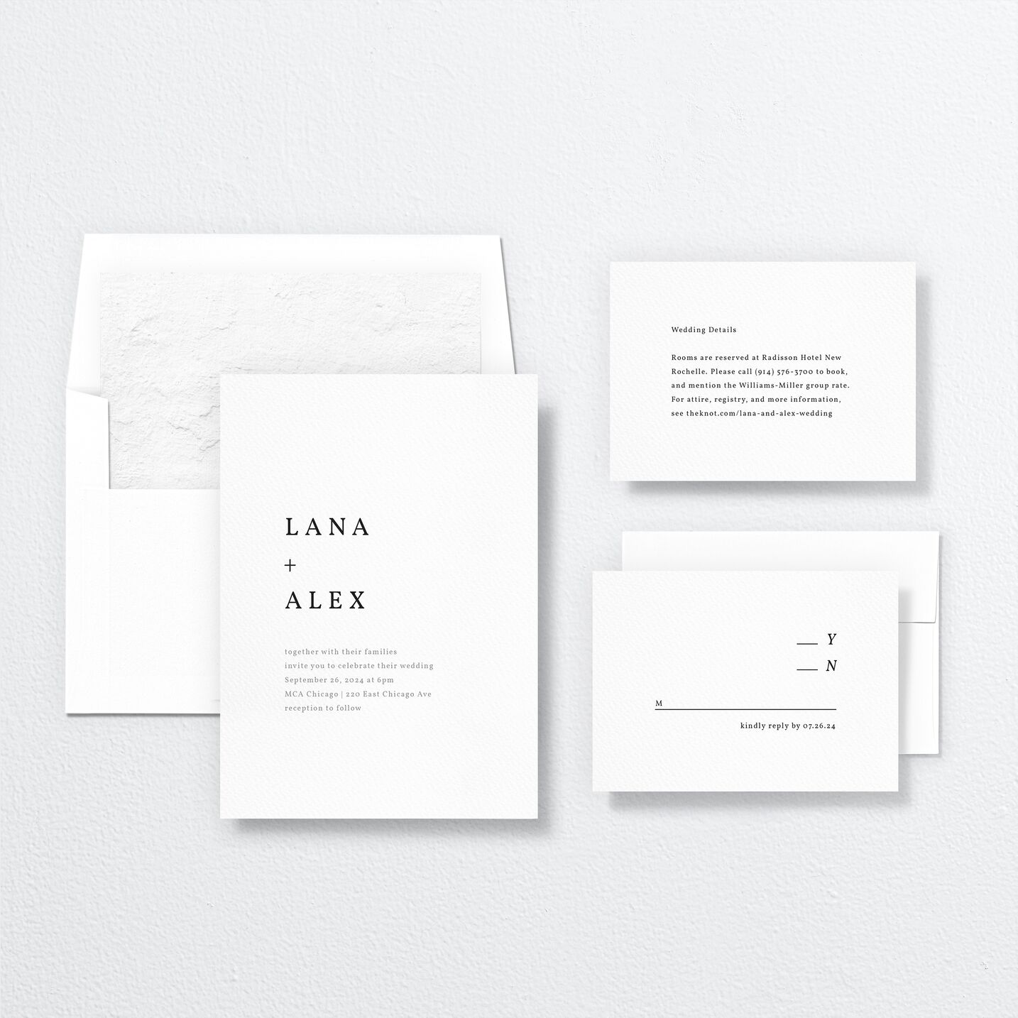 Natural Palette Wedding Invitations suite in white