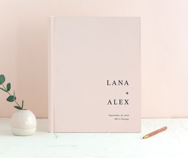 Modern Chic Wedding Guest Book front in Pink