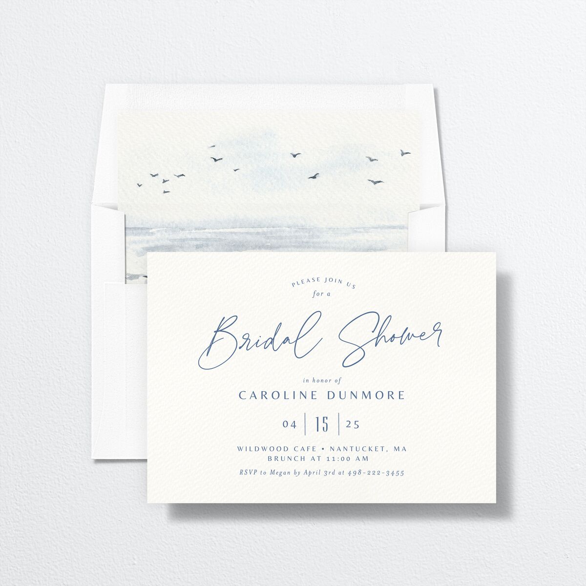 Coastal Love Bridal Shower Invitations envelope-and-liner