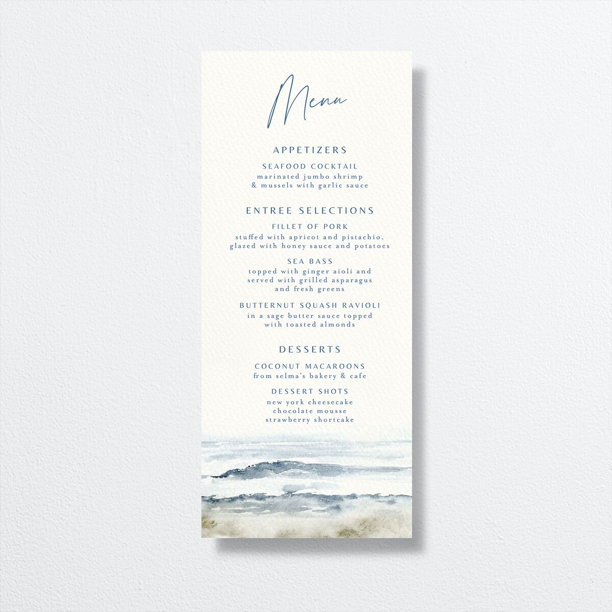 Coastal Love Menus Cruise Signature
