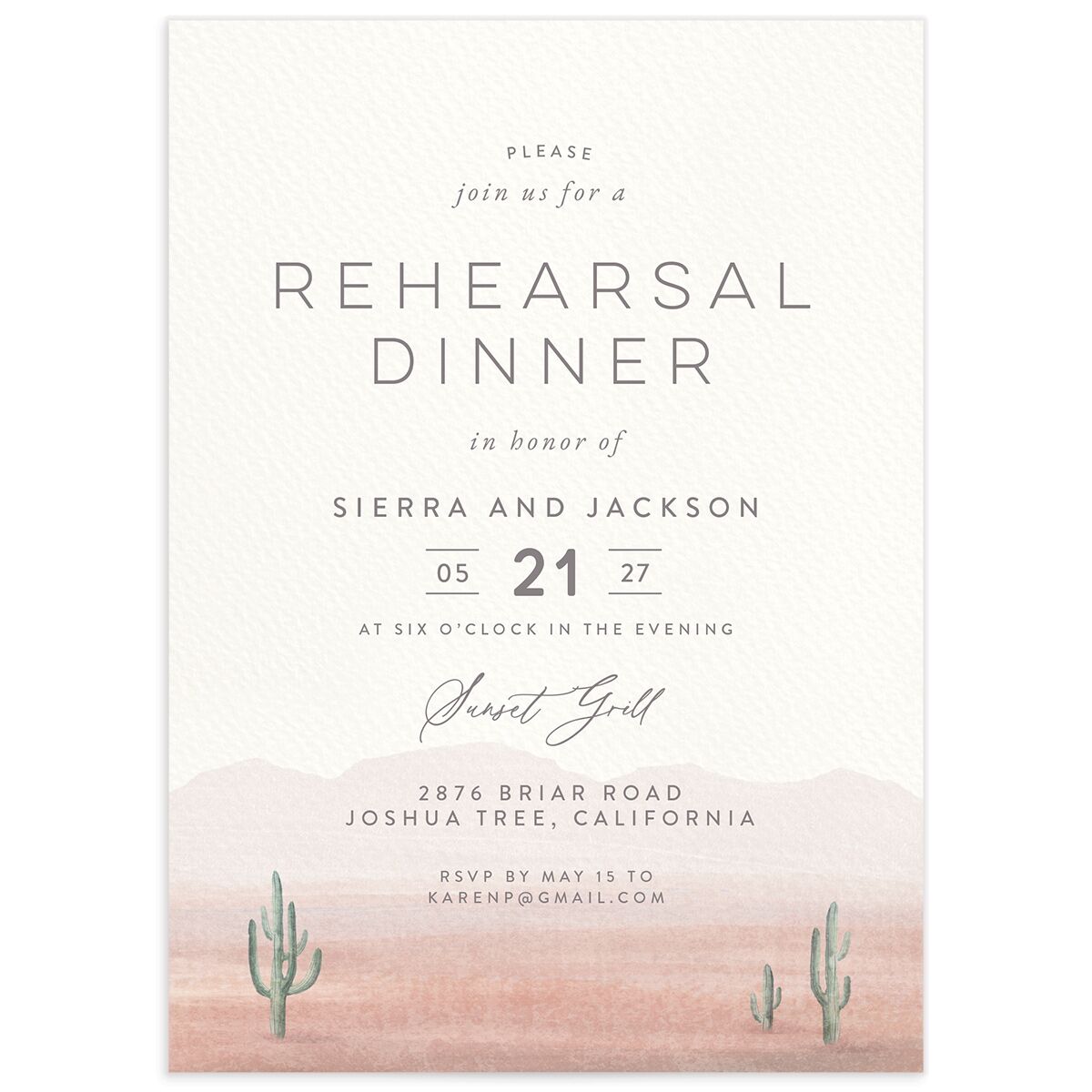 Painted Desert Rehearsal Dinner Invitations