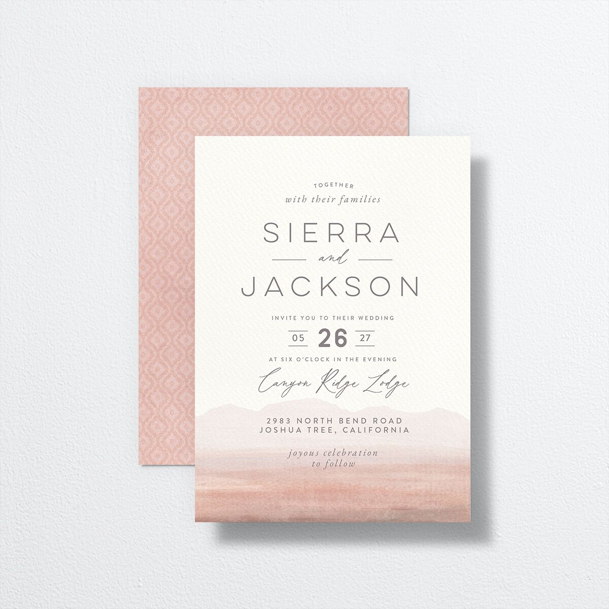 Painted Desert Wedding Invitations Dusty Rose Signature No