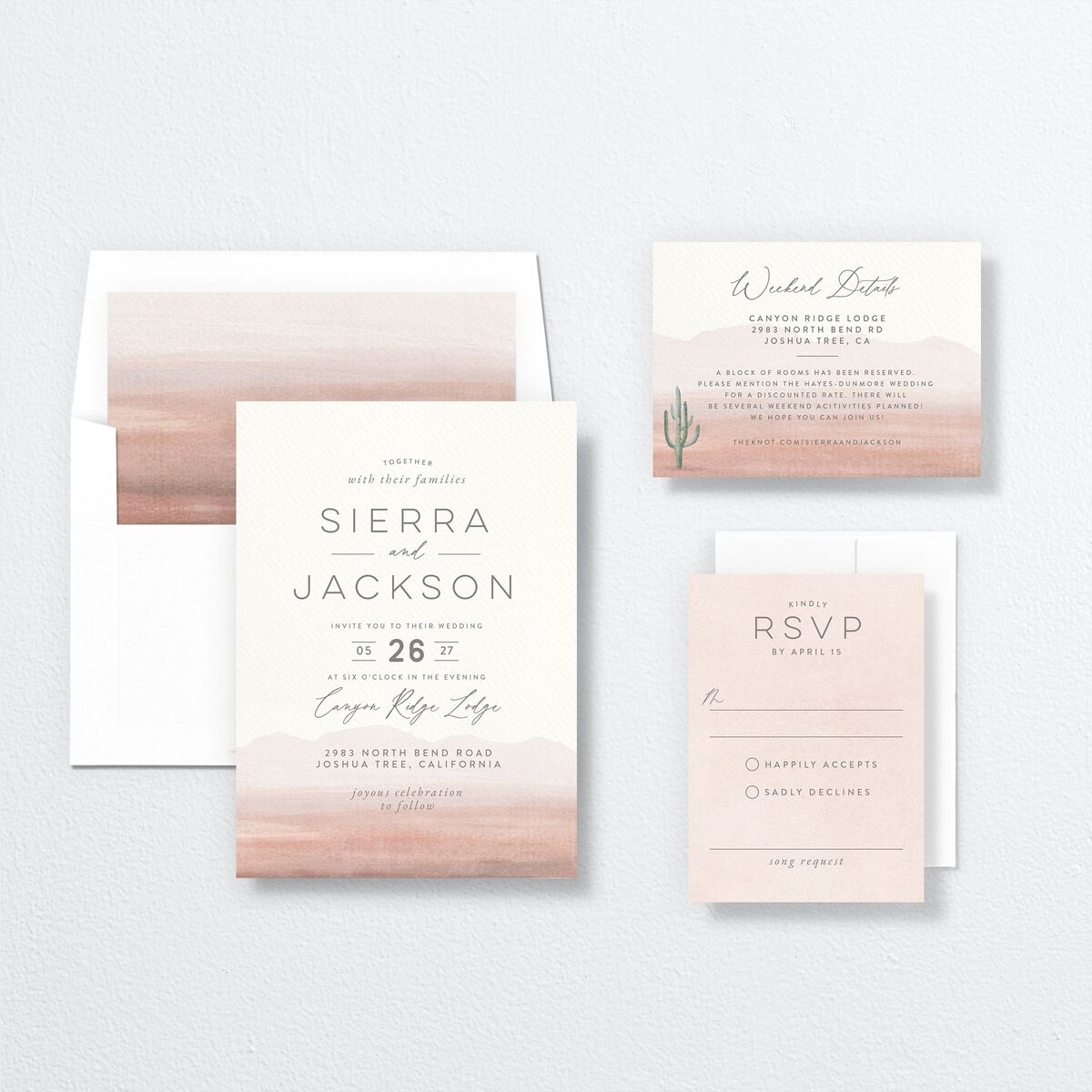 Painted Desert Wedding Invitations Dusty Rose Signature No