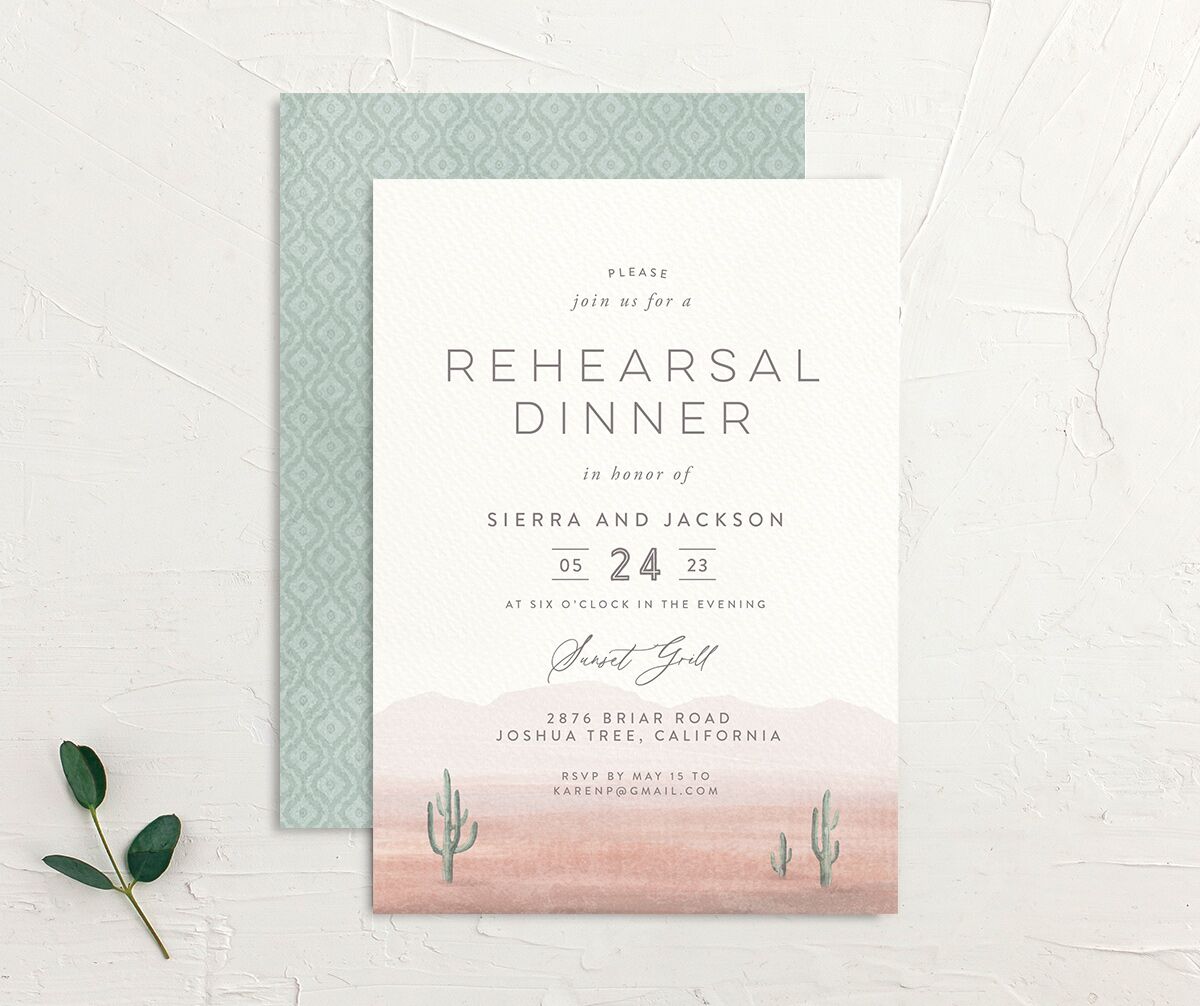 Painted Landscape Rehearsal Dinner Invitations front-and-back