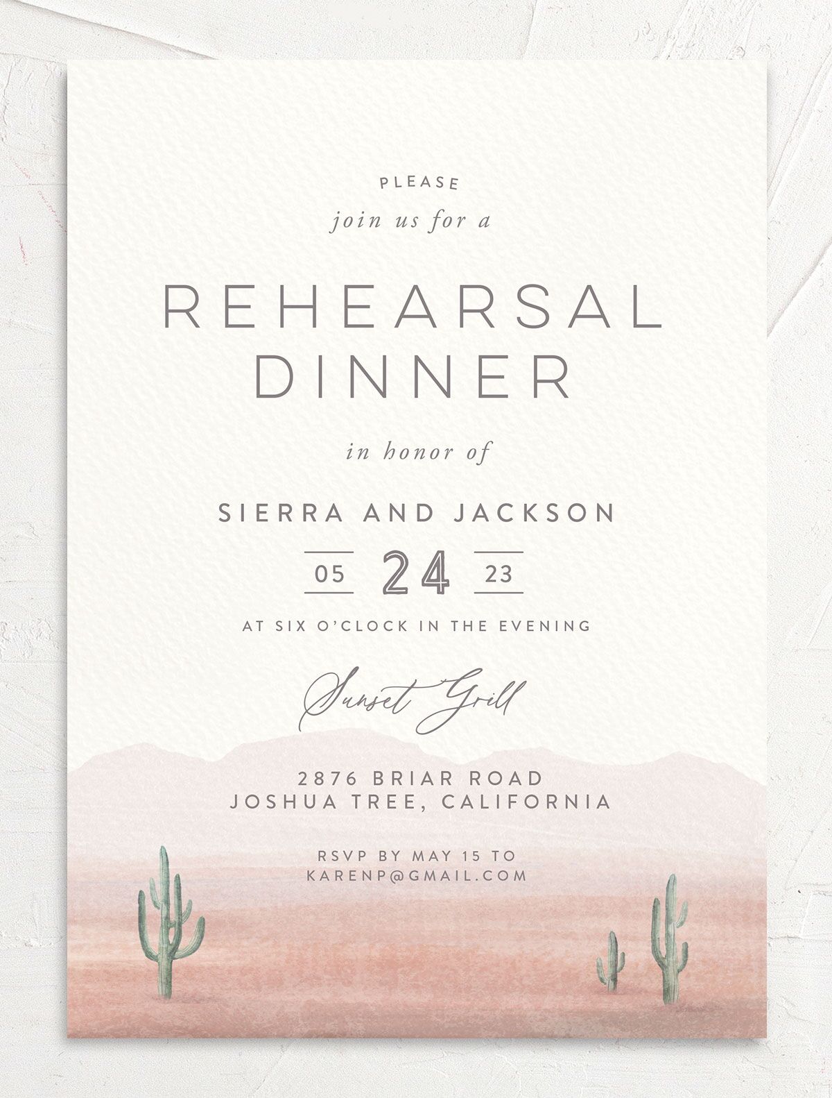 Painted Landscape Rehearsal Dinner Invitations front