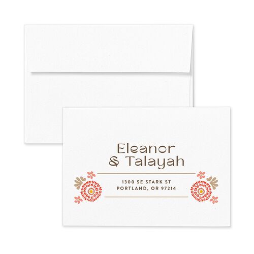 Wildflower Nouveau Response Card Envelopes Blue Mocha Return Address Signature Standard