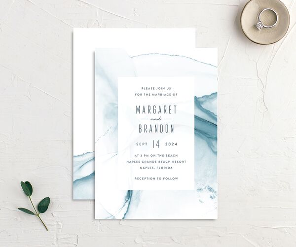 Modern Wave Wedding Invitations front-and-back