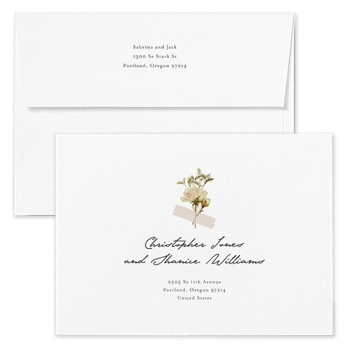 Scrapbook Photo Wedding Invitation Envelopes Thyme White Both Recipient and Return Addresses Standard Signature