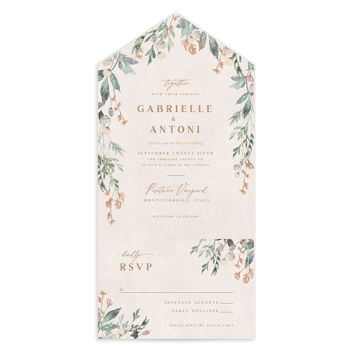 Rustic Vines All-in-One Wedding Invitations