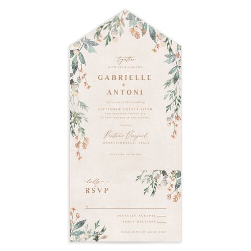 Rustic Vines All-in-One Wedding Invitations - 