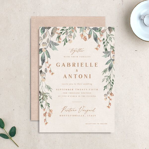 Rustic Vines Wedding Invitations Blush Signature No