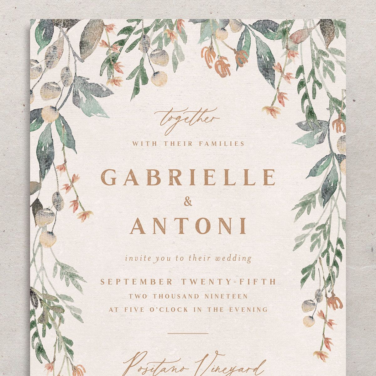Rustic Vines Wedding Invitations Blush Signature No