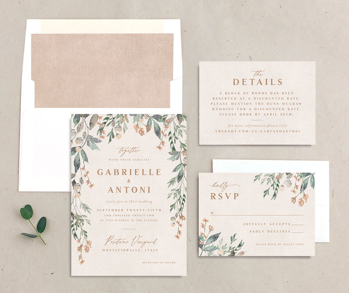 Rustic Vines Wedding Invitations Blush Signature No