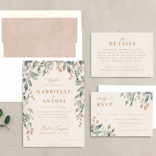 Rustic Vines Wedding Invitations Blush Signature No