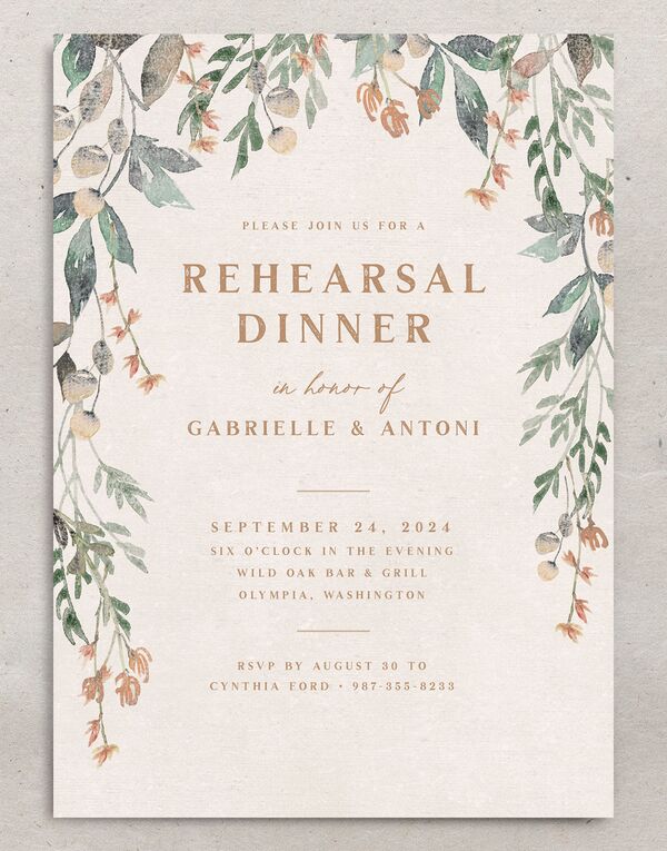 Vintage Vineyard Rehearsal Dinner Invitations front