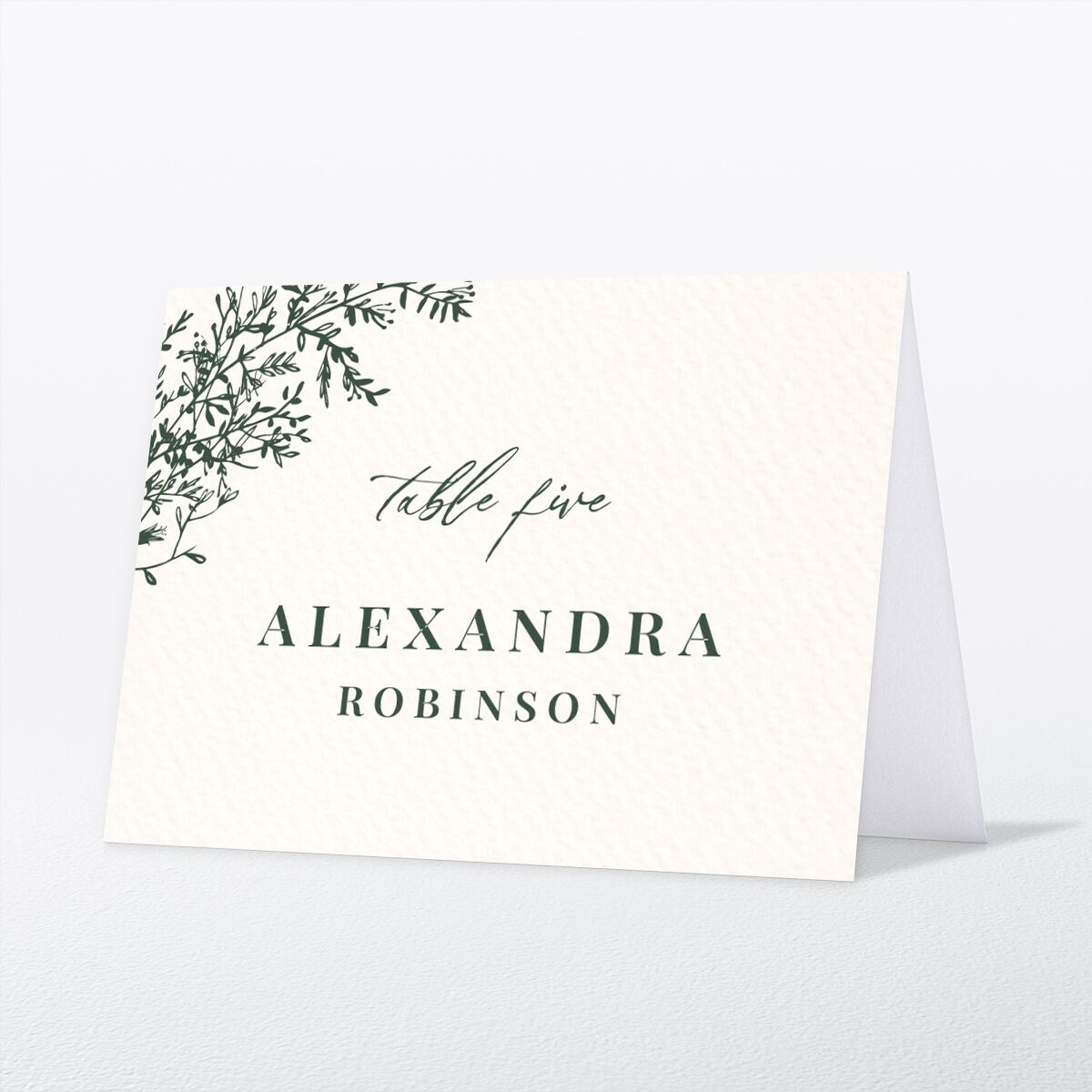 Botanical Branches Place Cards front in Green
