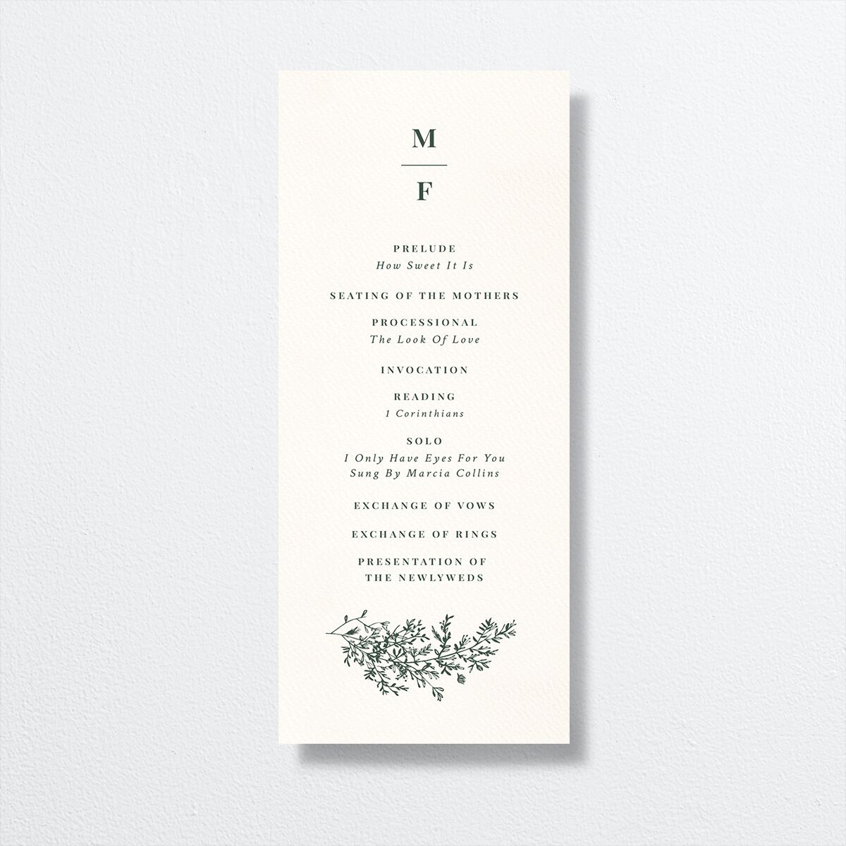 Botanical Branches Wedding Programs Dark Night Signature