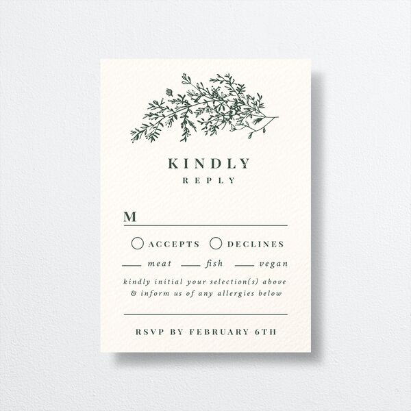 Botanical Branches Wedding Response Cards front in Green
