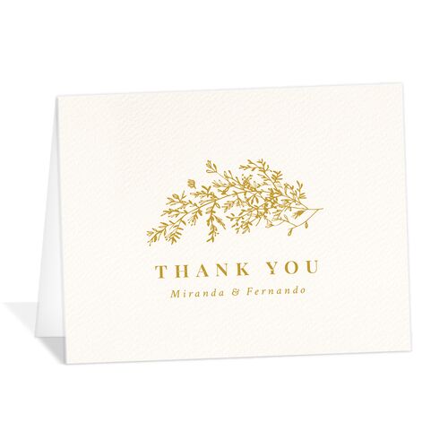 Botanical Branches Thank You Cards Gold